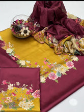 Allover Digital Printed Shamooz Silk 3 PIECE